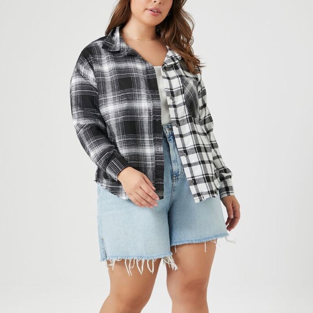 Forever 21 Color block Plaid Shirt